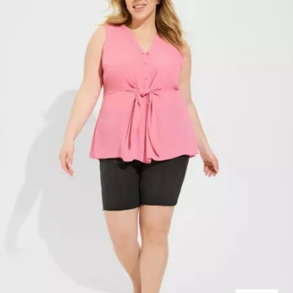 Torrid Peplum Georgette Button-Front Tie-Front Blouse